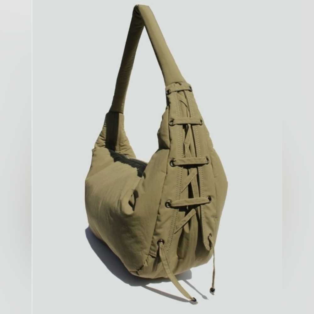 NWT Street Level Isla Puffy Bag With Interlaced Side Panels Sage